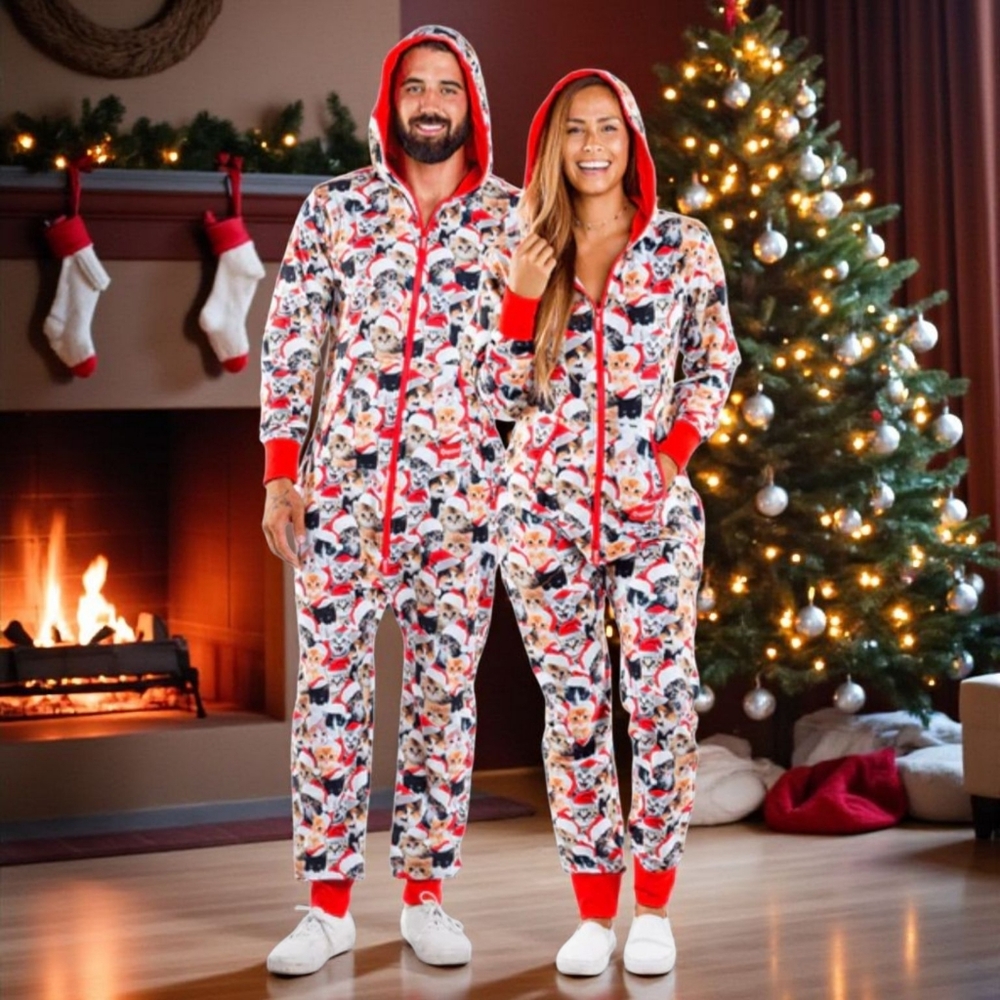 Tipsy Elves Unisex Meowy Catmus Christmas Cat Jumpsuit Sz M